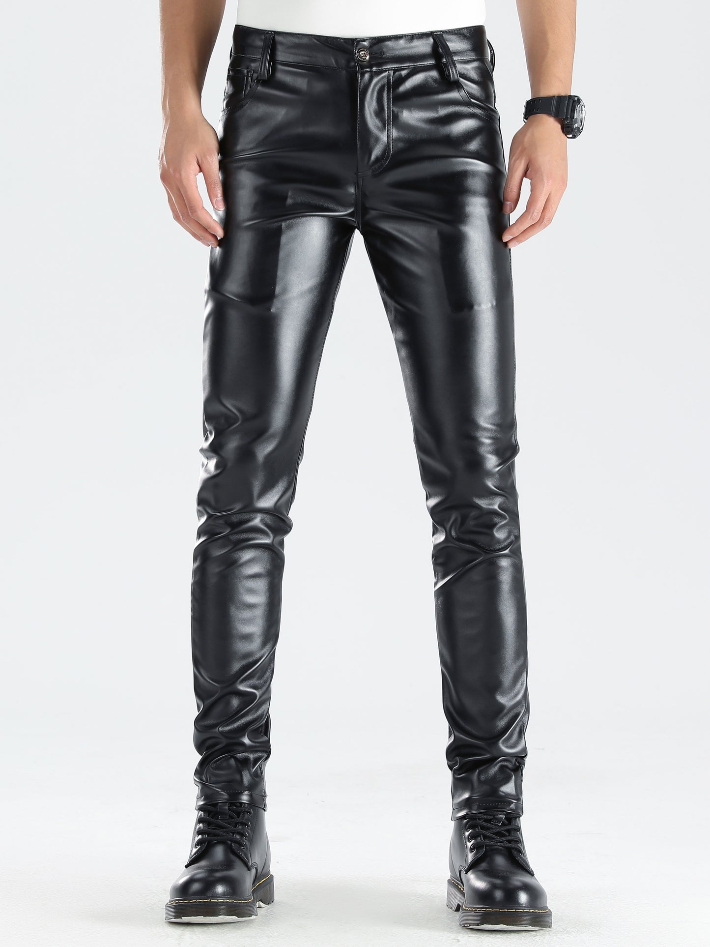 Mick – Men's Slim Fit Faux Leather Biker Pants