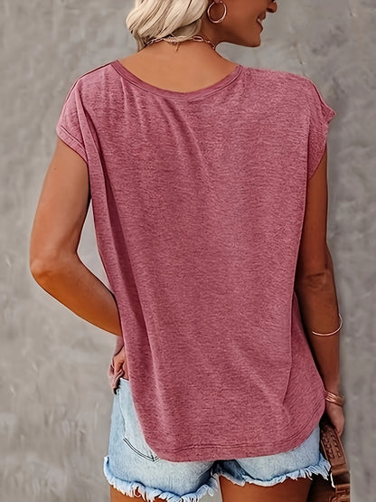 Emma - V-neck Cap Sleeve T-Shirt