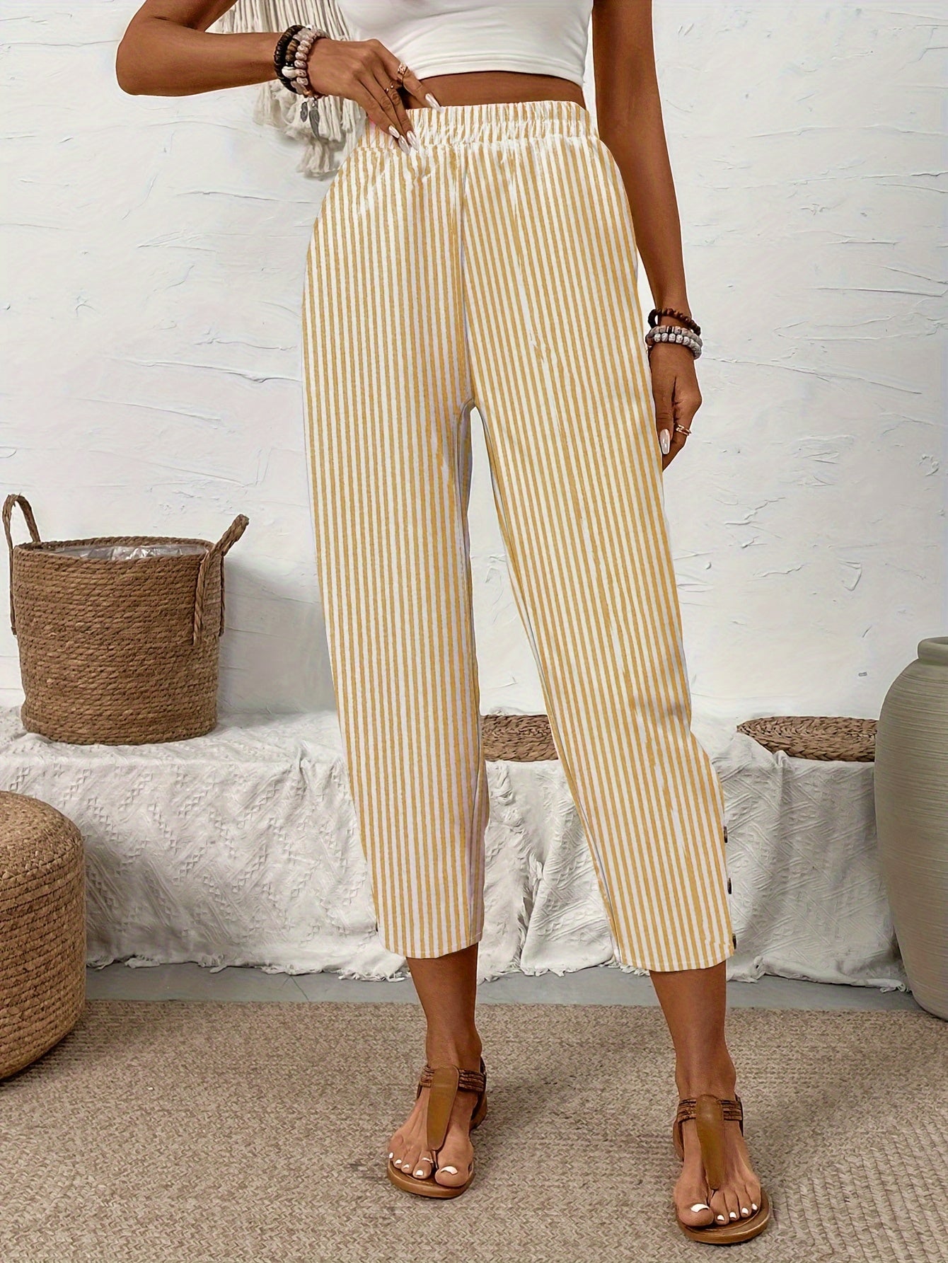 Giselle - Elegant Striped Straight-Leg Pants for Women