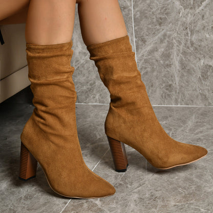 Katie – Suede High Block Heel Boots