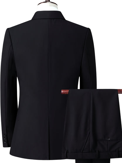 Thomas - Business Suit with Notch Lapel Collar Two Button Blazer and Regular Fit Suit Pants for Men