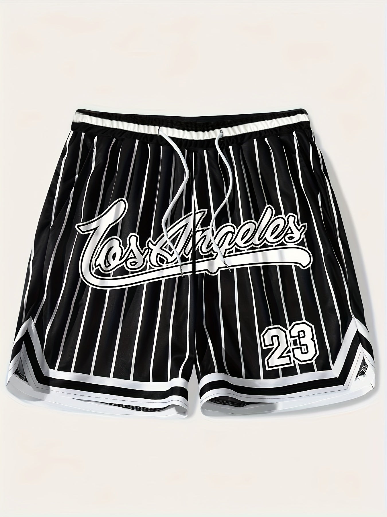 Jack - Summer Drawstring Sports Shorts with Loose Fit and Los Angeles Print for Men