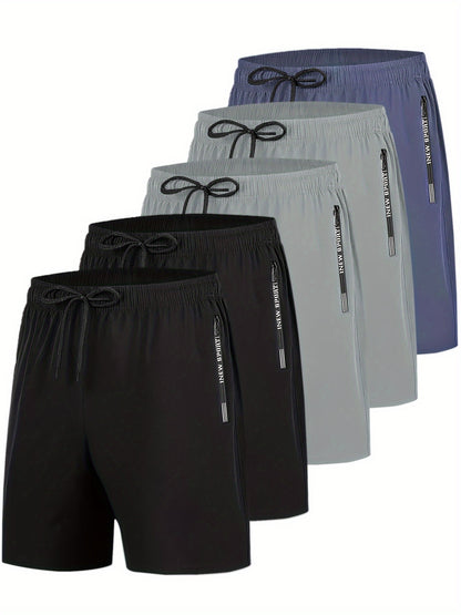 Marvin - 5pcs Set Sports Shorts with Quick Dry and Zippered Pockets for Men