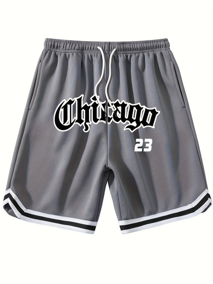 Dylan - Casual Sport Shorts with "Chicago 23" Print and Drawstring for Men