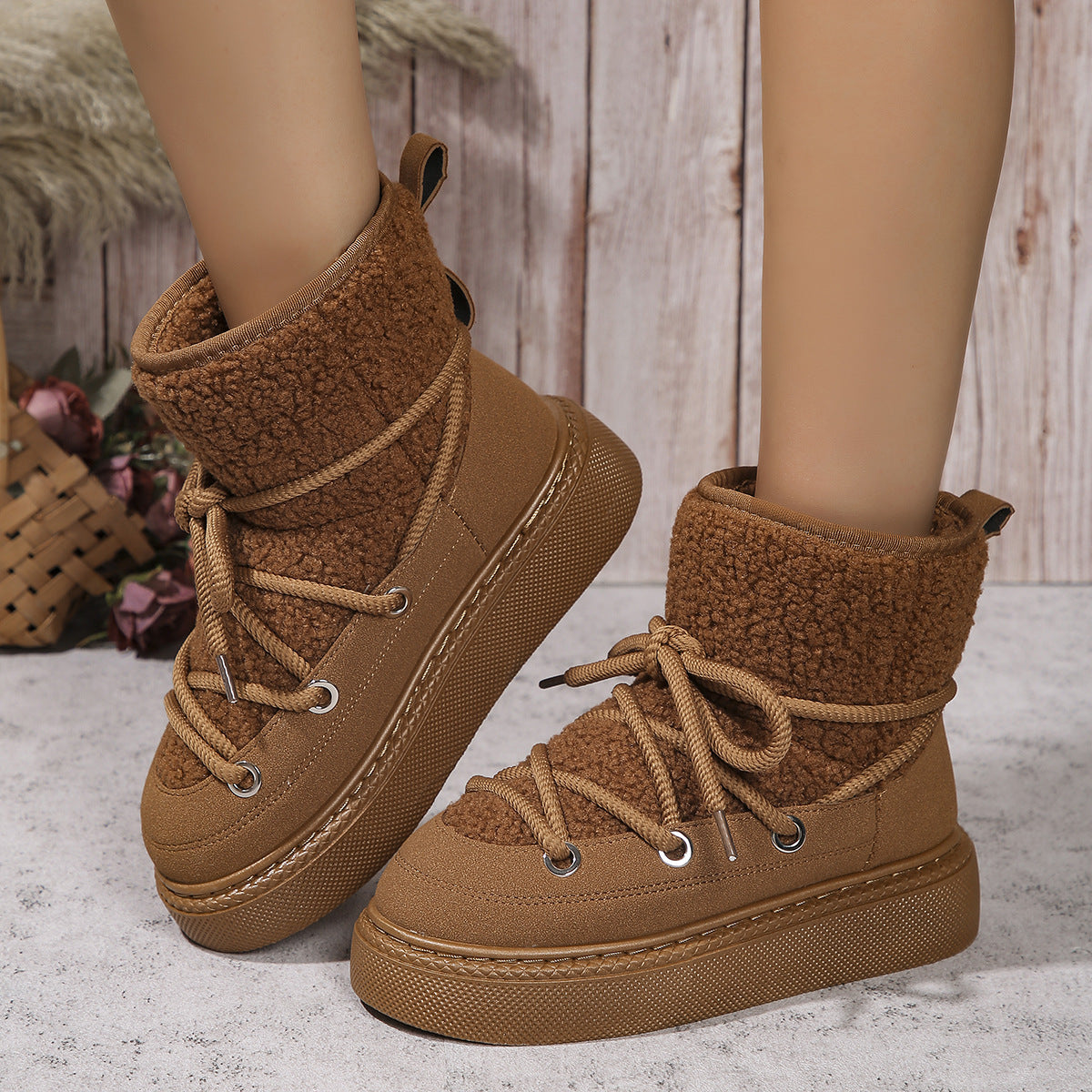 Katie – Women's Lace-up Winter Boots with Thick Sole