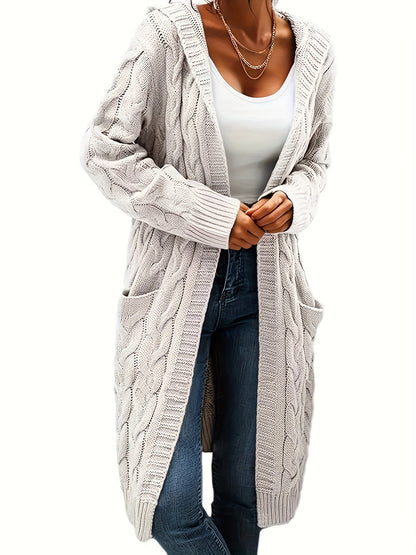 Isabella - Mid Length Knitted Cardigan with Hooded and Open Front for Women