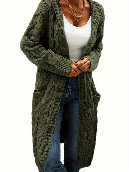 Isabella - Mid Length Knitted Cardigan with Hooded and Open Front for Women