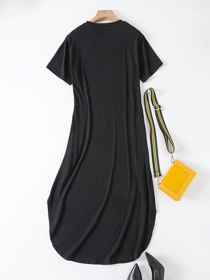 Riley - Maxi Dress with Loose Fit and Curved Hem for Women