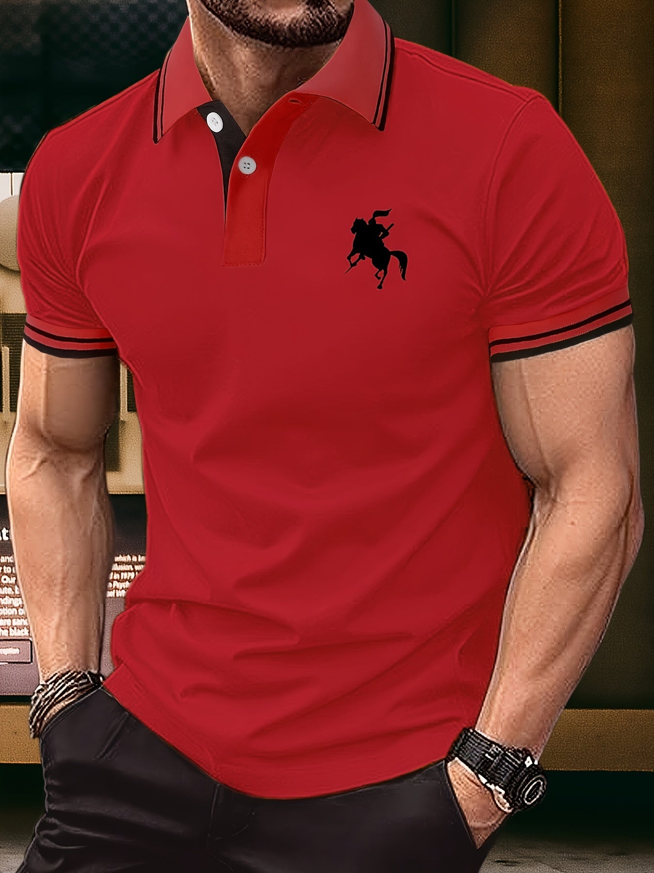 Nicholas - Polo Shirt with Horse Riding Knight Logo for Men