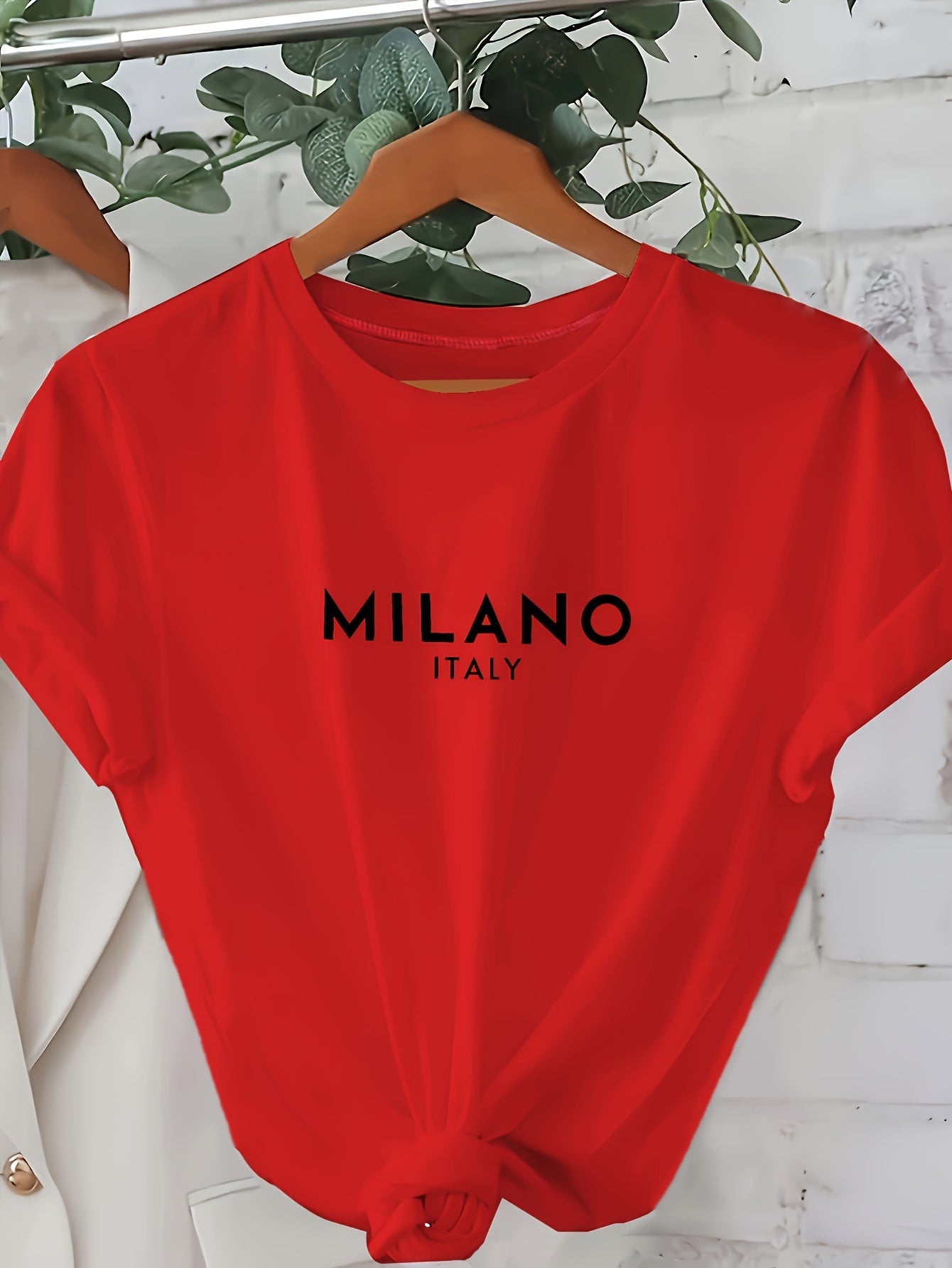 Mia - Casual T-shirt with Milano Letter Print for Women