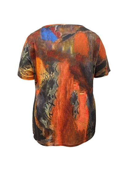 Annabelle- Abstract Print Crew Neck T-Shirt for Women