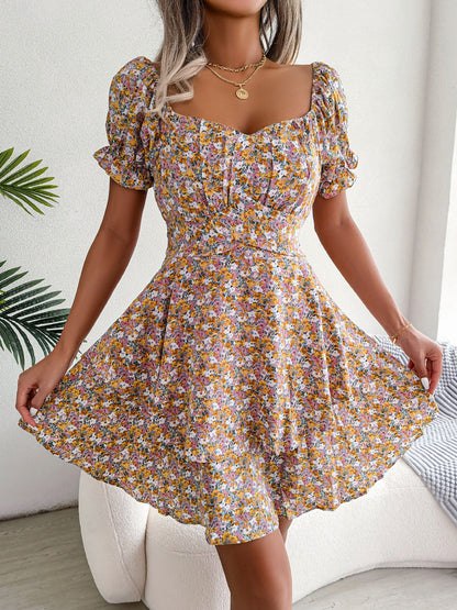 Jade – Floral Print Summer Dress with Ruffles