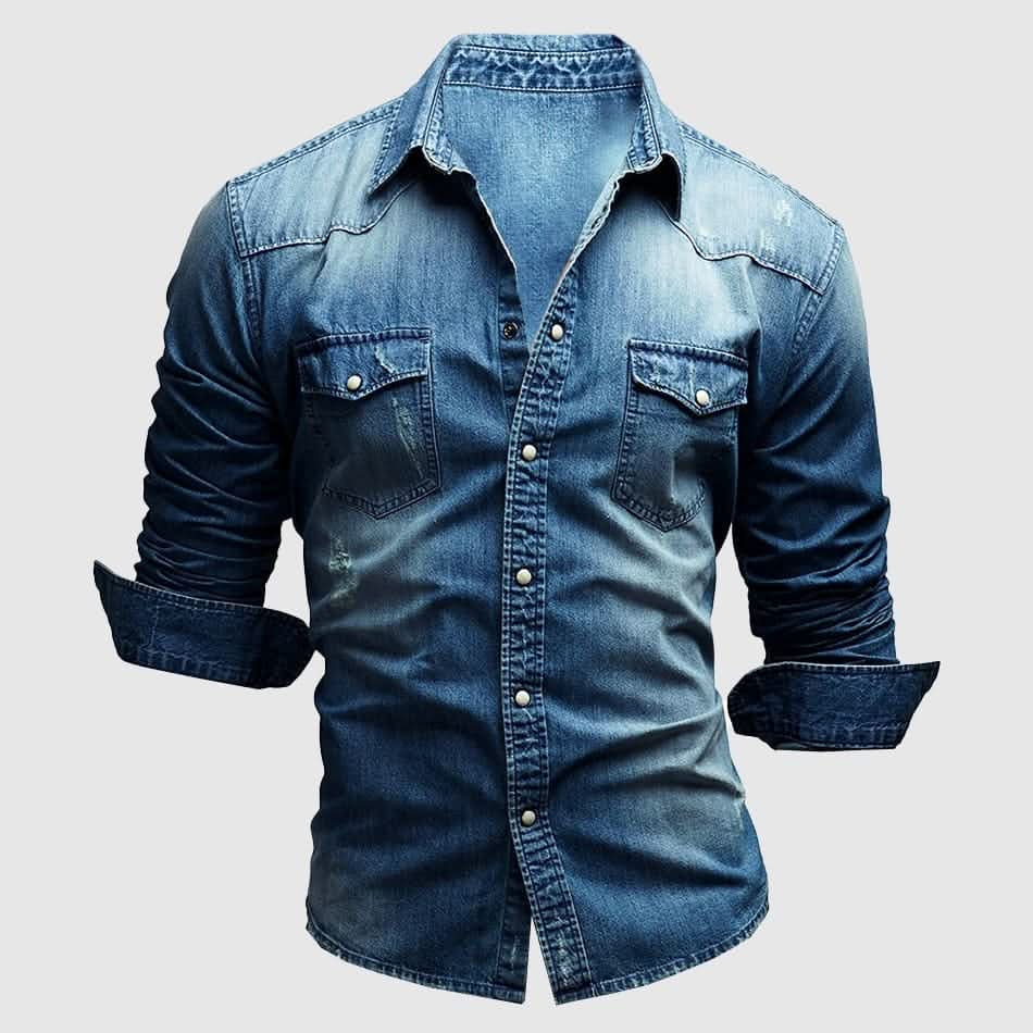 Cassian - Men's Denim Polo Shirt