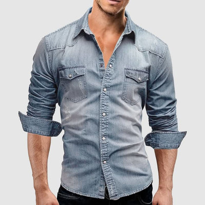 Cassian - Men's Denim Polo Shirt