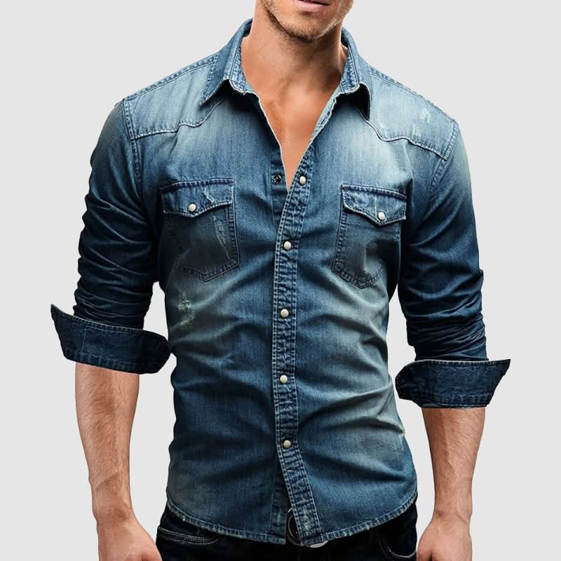 Cassian - Men's Denim Polo Shirt