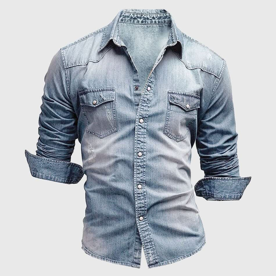 Cassian - Men's Denim Polo Shirt