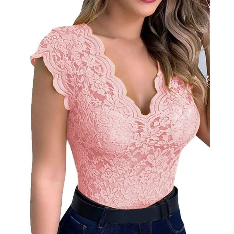 Elara - Women's Lace V-Neck Top