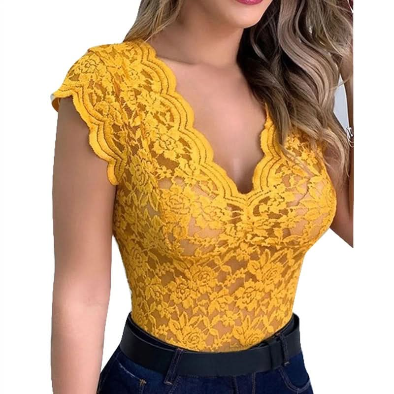 Elara - Women's Lace V-Neck Top