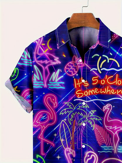 Terence – Men's Flamingo Print Short Sleeve Shirt