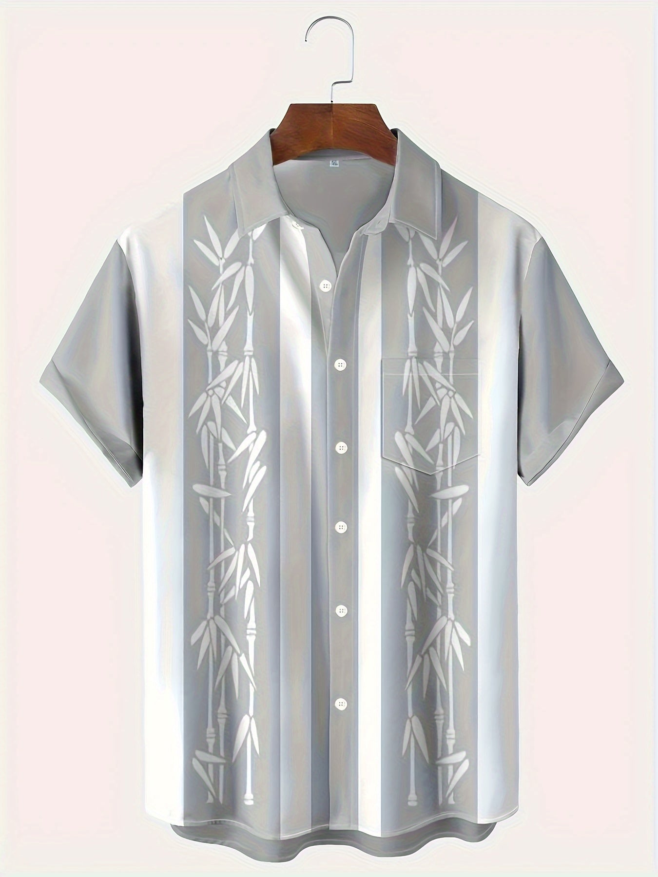 Ronald - Button Up Summer Shirt with Bamboo Print Short for Men