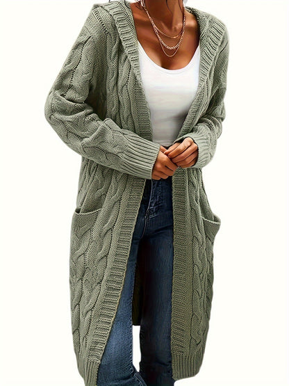 Isabella - Mid Length Knitted Cardigan with Hooded and Open Front for Women