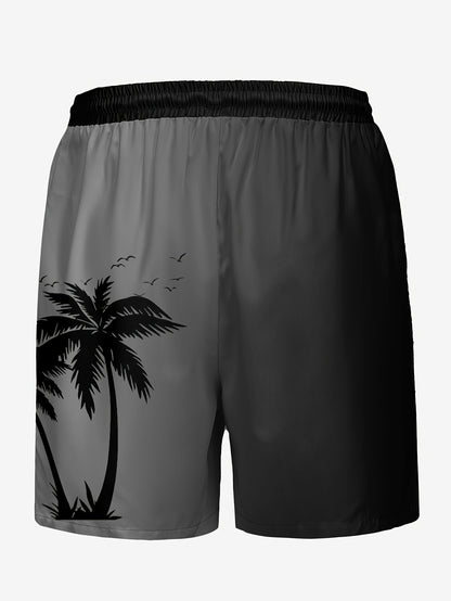 Owen - 3pcs Hawaiian Shorts with Drawstring and Fancy Palm Tree Prints for Men