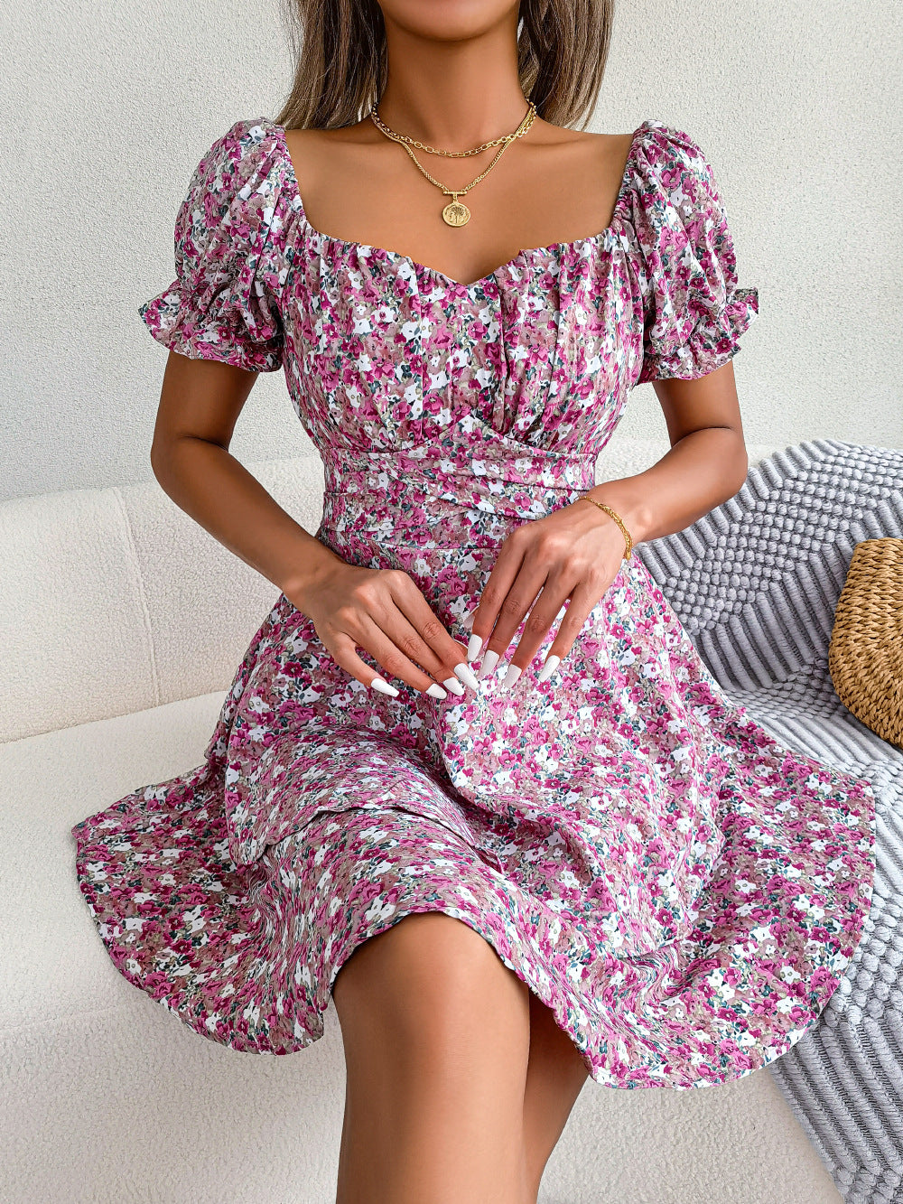 Jade – Floral Print Summer Dress with Ruffles