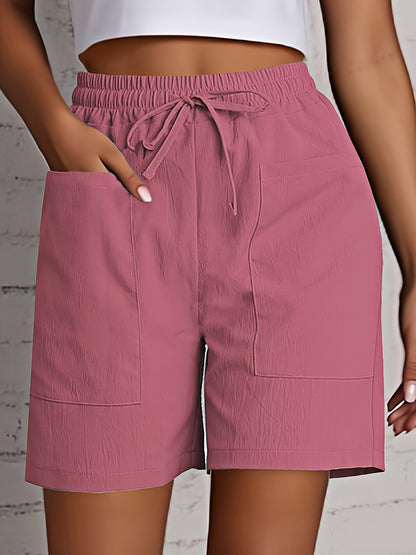 Chelsea - Elastic Waist and Patched Pockets Shorts for Women