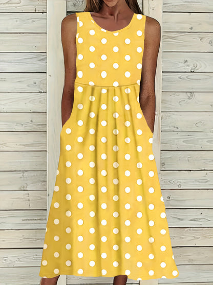 Patricia – Polka Dot Sleeveless Midi Dress