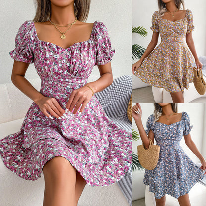 Jade – Floral Print Summer Dress with Ruffles