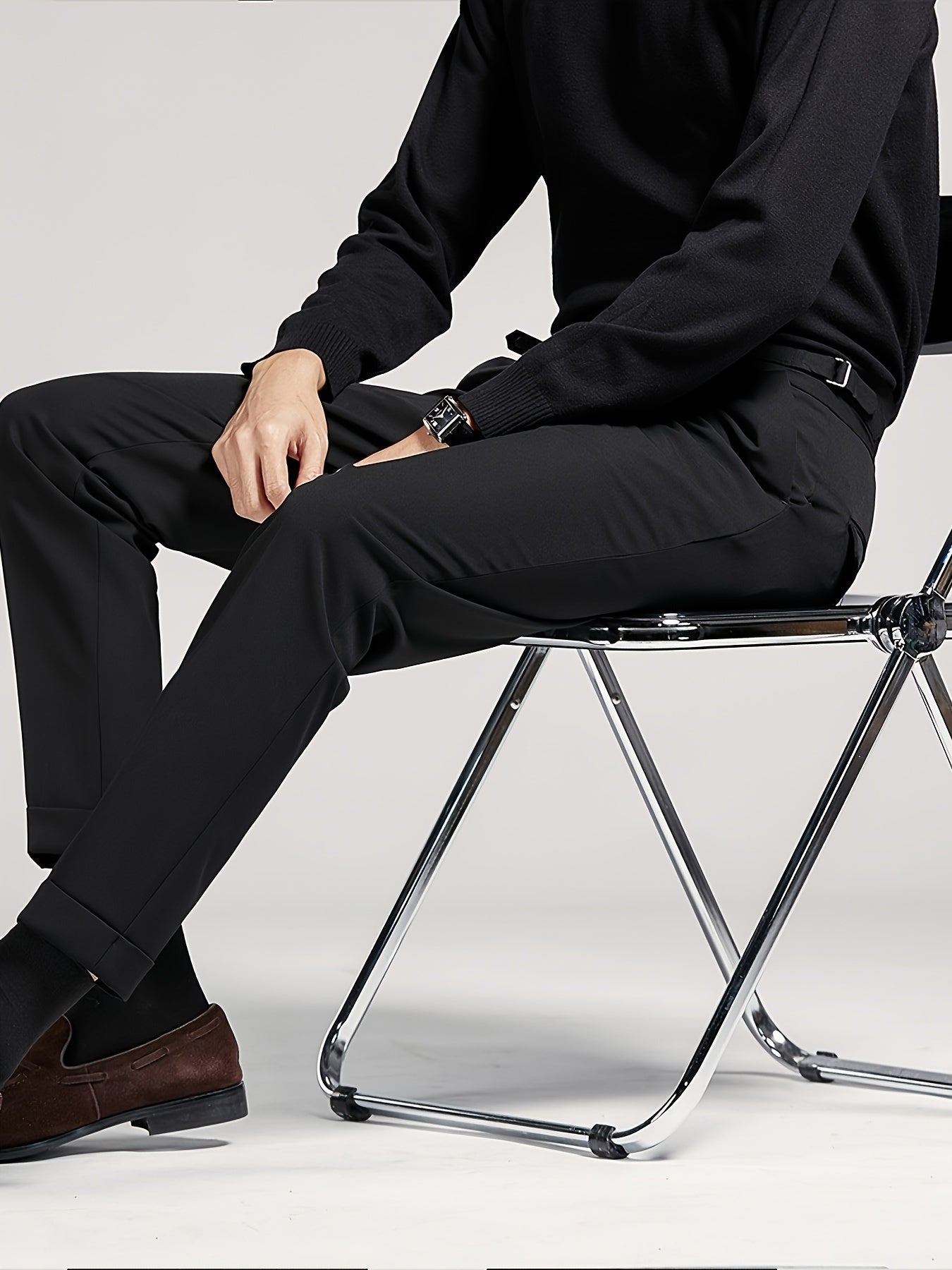 Danny – Men's Sleek Black Cropped Suit Pants