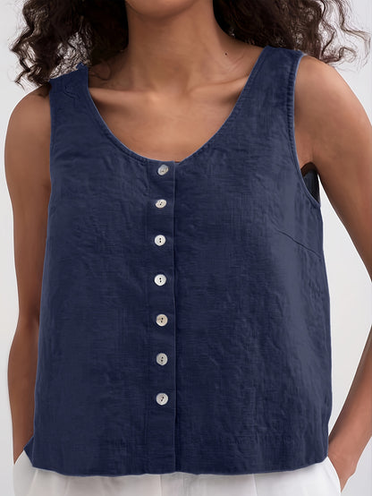 Olivia - Sleeveless Tank Top with Single Breasted and Button Front for Women