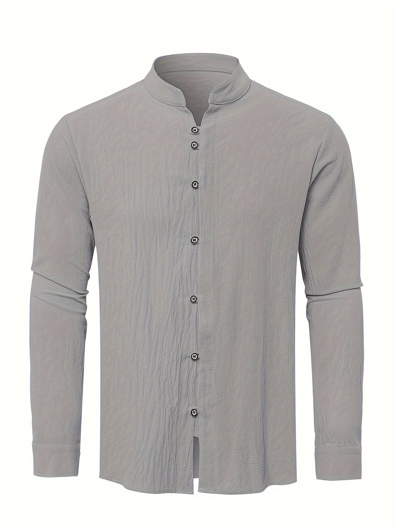 Jay – Men's Solid Color Stand Collar Long Sleeve Shirt