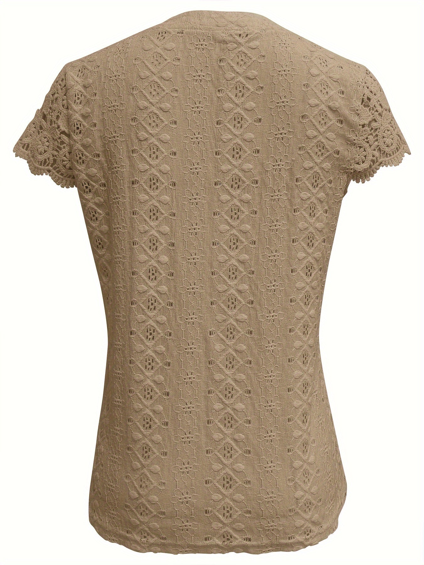 Margaret - Elegant Blouse with Lace Splicing and Notched Neck for Women