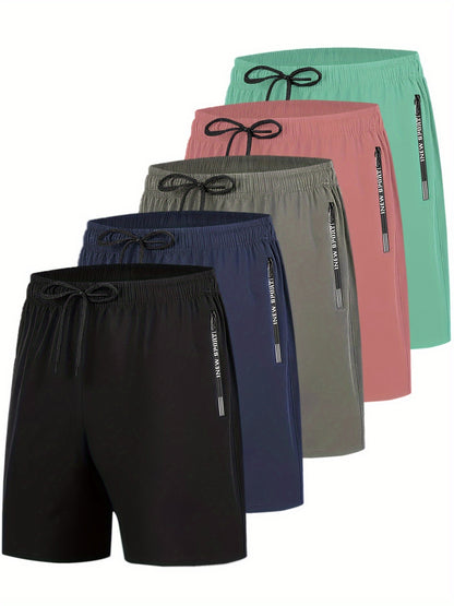 Marvin - 5pcs Set Sports Shorts with Quick Dry and Zippered Pockets for Men