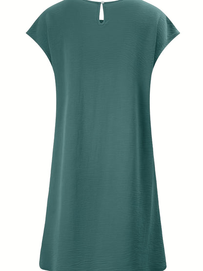 Marcy - Casual Short Sleeve Dress with Crew Neck and Dual Pocket for Women