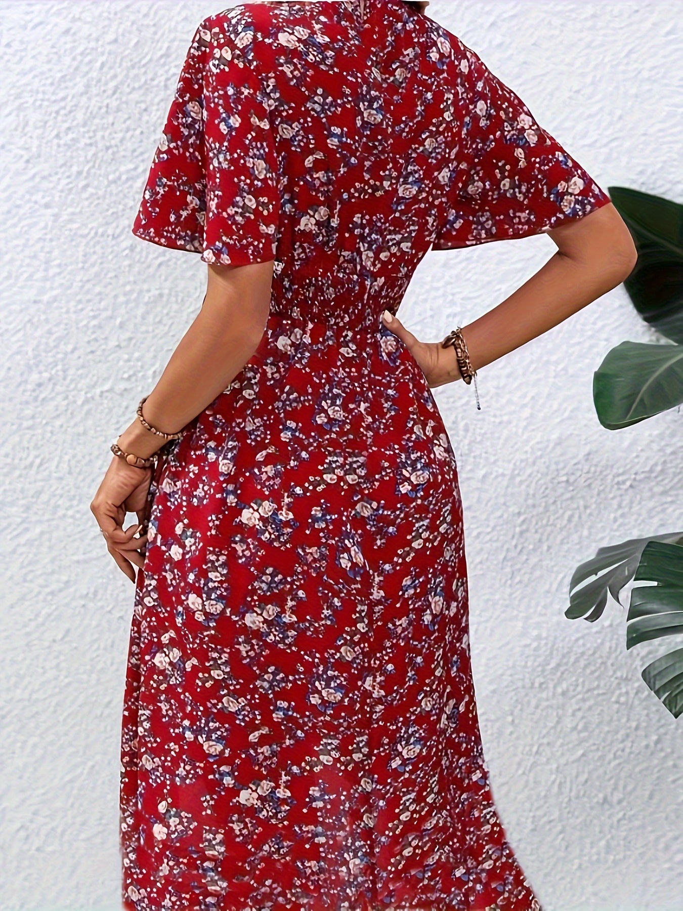 Laura – Floral Print Boho V Neck Dress