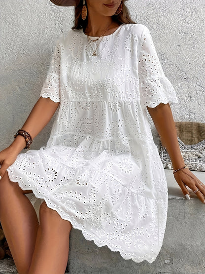 Hayley – Women's Eyelet Embroidered A-line Dress