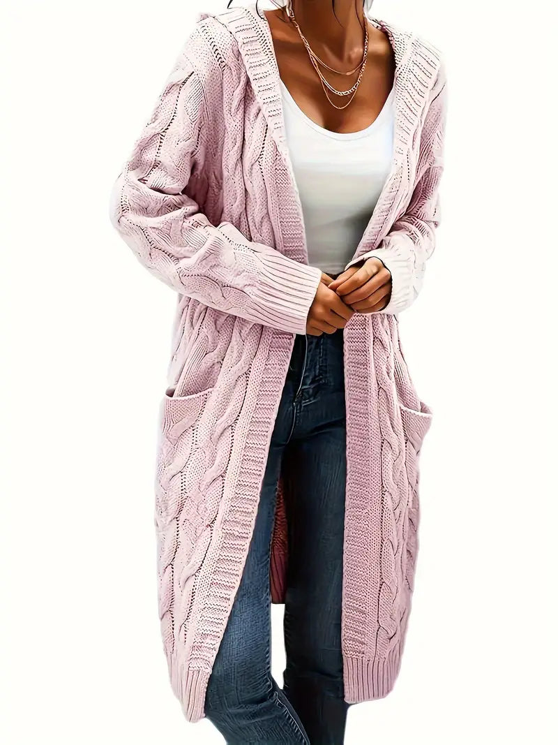 Isabella - Mid Length Knitted Cardigan with Hooded and Open Front for Women