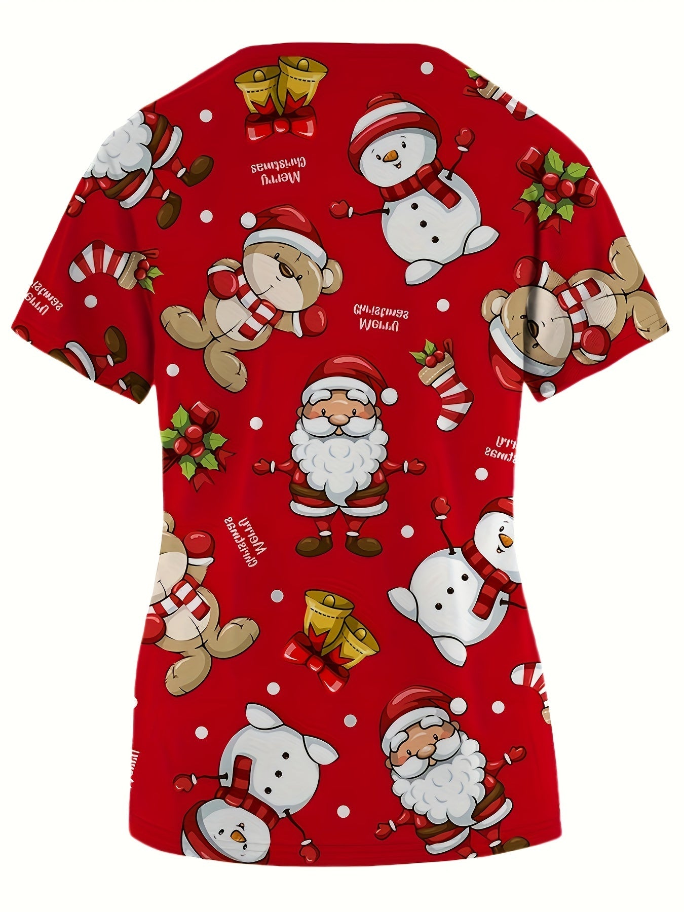 Liza - Scrub Shirt with Christmas Snowman Print for Women