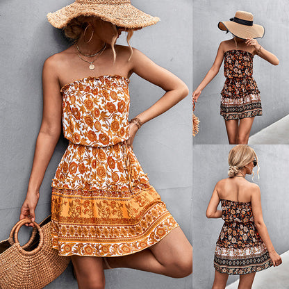 Emily – Women's Bohemian Floral Strapless Dress