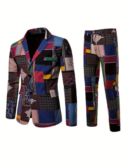 Elijah - Retro Suits Set with Colorful Lapel Blazer and Matching Pants for Men