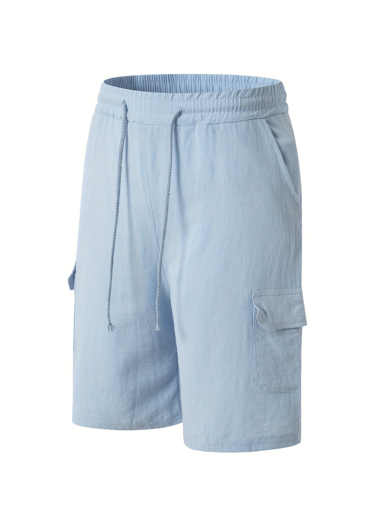 Jacob - Linen Cargo Shorts with Multi-pocket and Waist Drawstring for Men