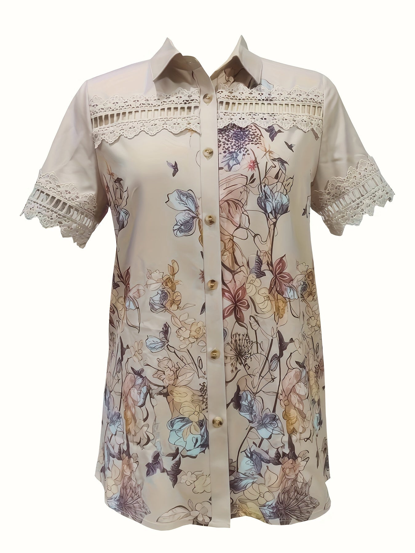 Alira- Floral Print Short Sleeve Shirt for Women