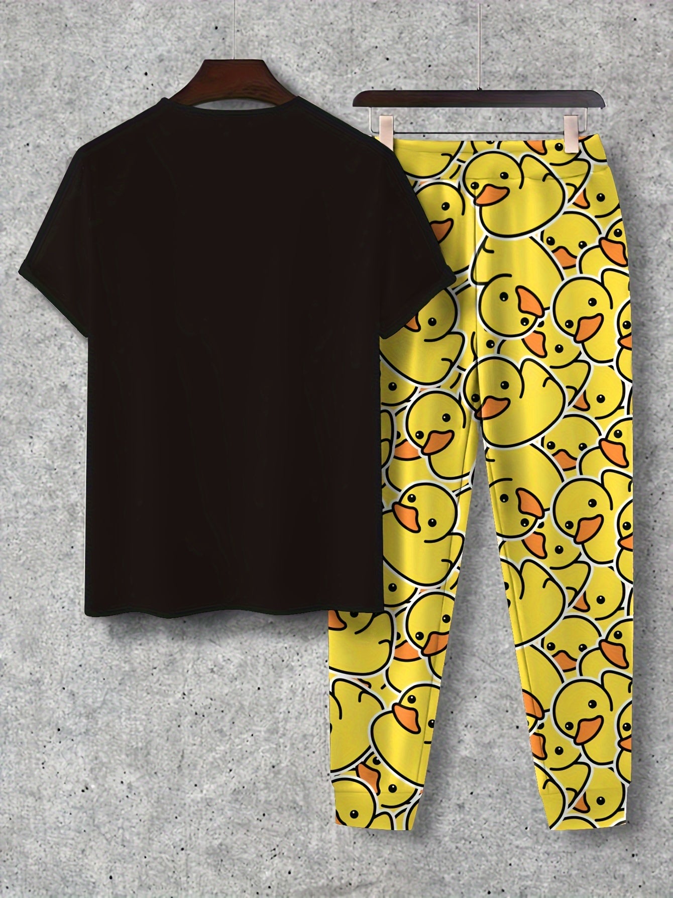 Donald - Outfit Set of Cartoon Duck Pattern T-shirt and Drawstring Pants for Men