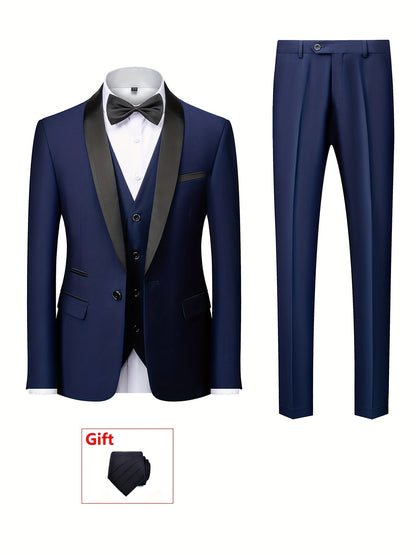 Matt – Men's Elegant 4pcs Suit Set with Vest, Tie & Lapel Collar