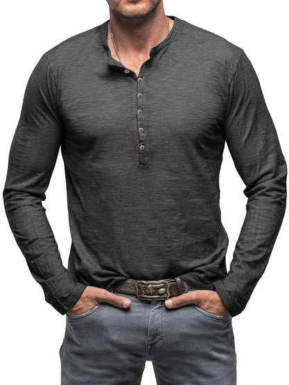 Chris – Men's Cotton Long Sleeve Henley Shirt