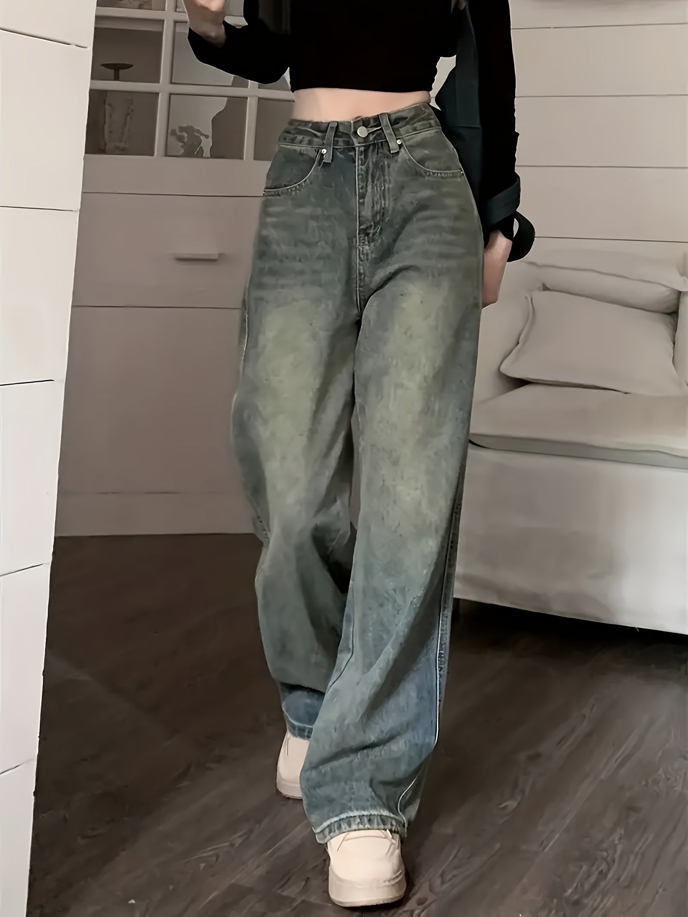 Alinta- Vintage Wide Leg Jeans for Women