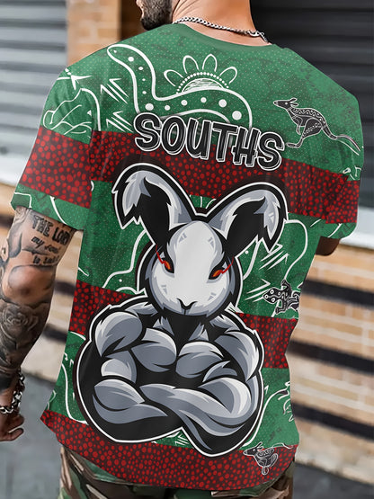 Timothy -  Casual T-Shirt with Souths Rabbit Muscle Print for Men