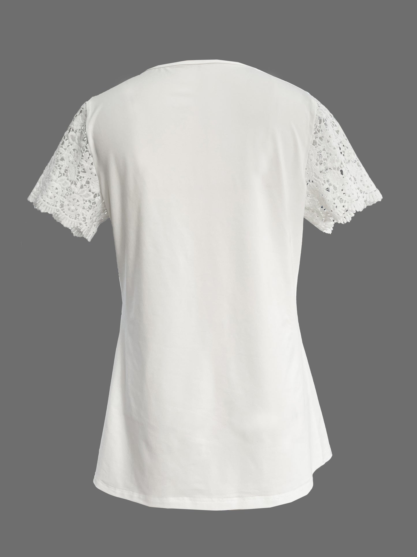 Chloe - Casual Blouse with Contrast Guipure Lace and Button Front Neck for Women